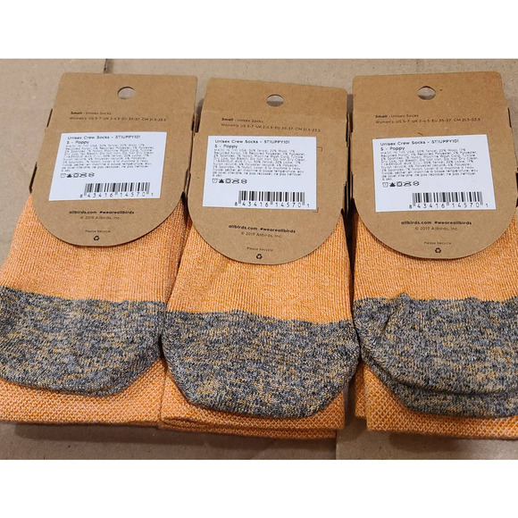 NWT allbirds Trino Tubers Crew socks - lot of 3 - POPPY - SMALL Womens 5-7 - Picture 6 of 6